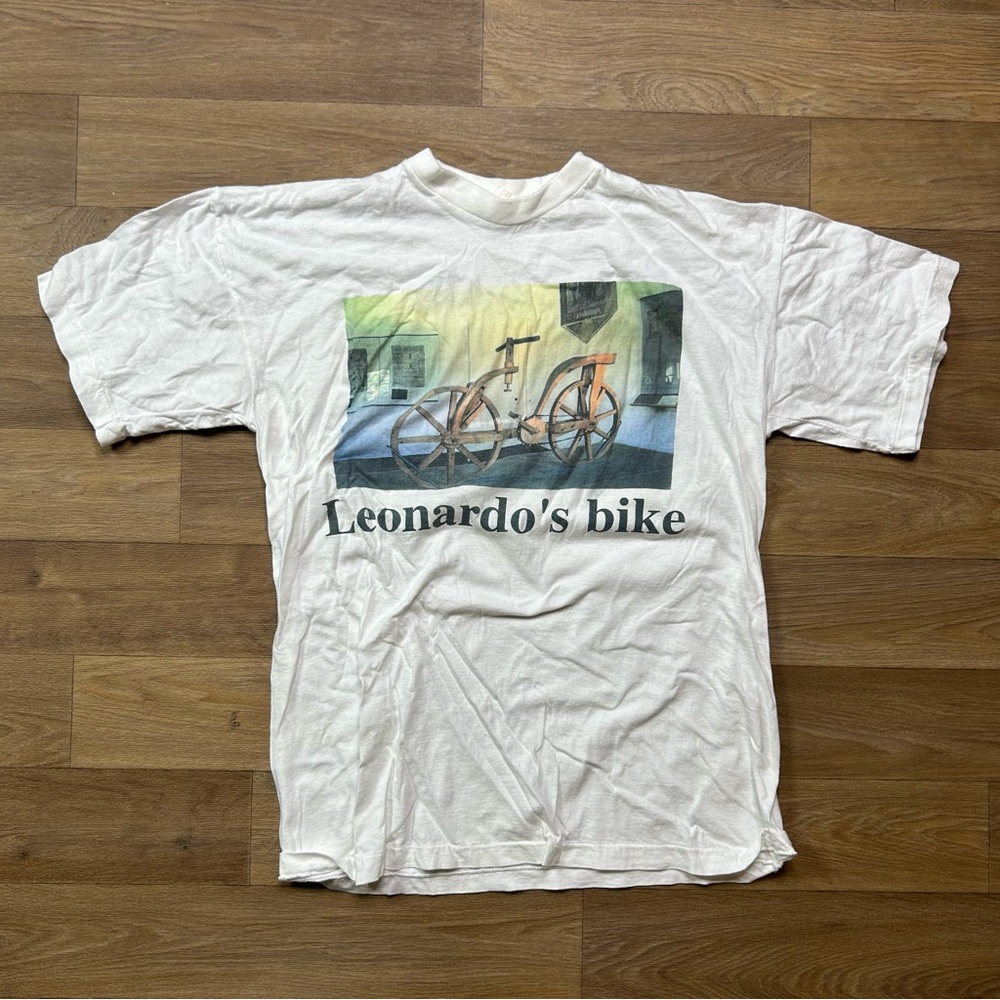 vintage leonardo da vinci shirt Large ? Single Stitch Bike Bicycle 90s